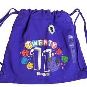Disneyland Resort 2011 Hooded Fleece Purple XL Drawstring Bag Mickey & Friends